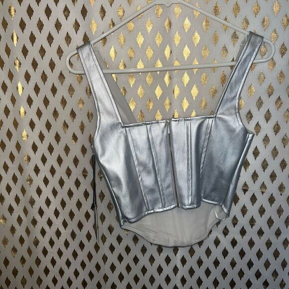 NWT Japra silver metallic corset cyber goth futuristic size S - Picture 4 of 5
